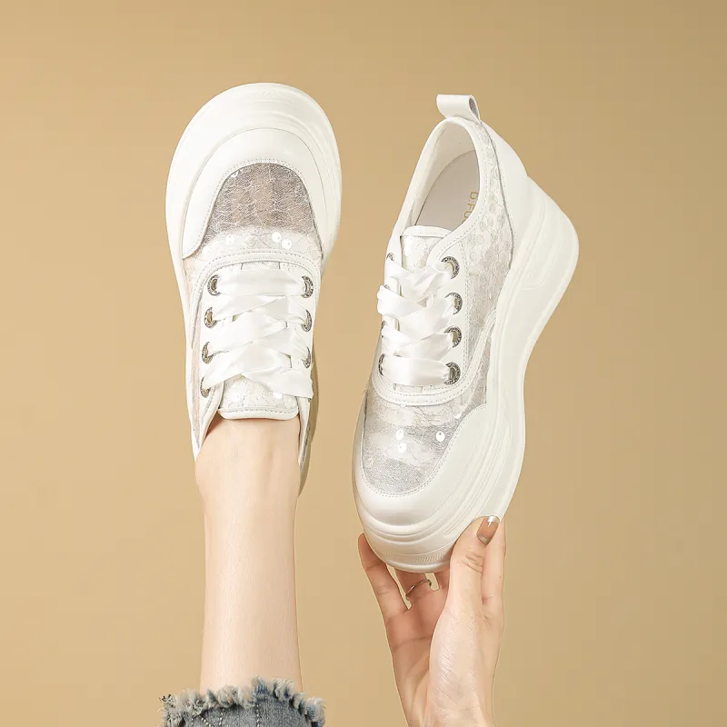 D:FUSE SCANDINAVIA Flat Shoes White Sneakers Low-Top Skateboard Shoes Women's-10