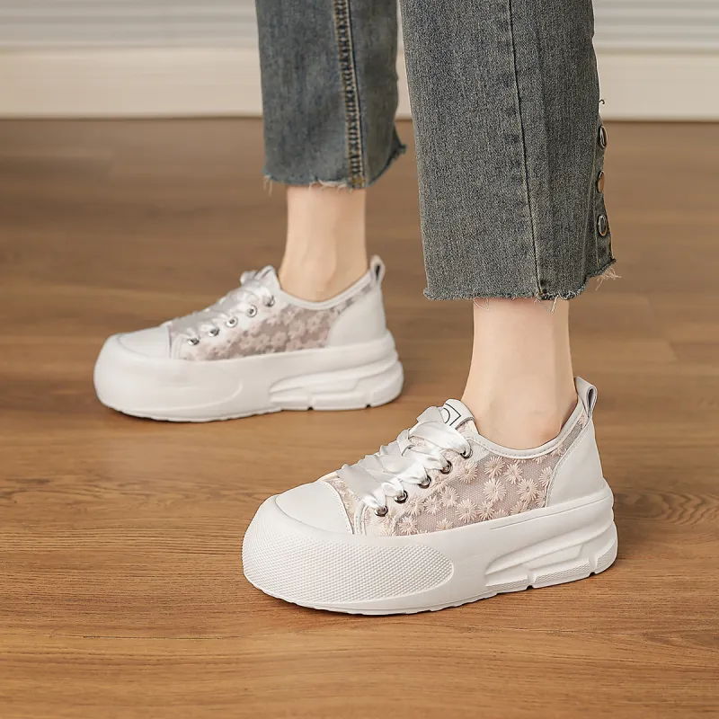 D:FUSE SCANDINAVIA White Sneakers Low-Top Skateboard Shoes Women's-3