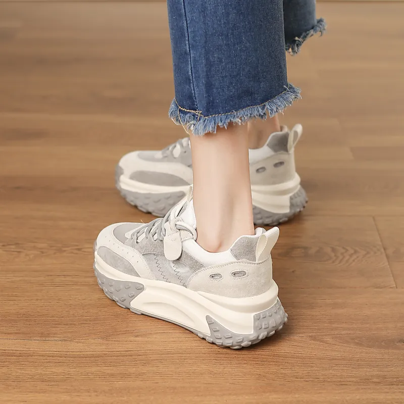 D FUSE SCANDINAVIA Cushioned Wear Resistant Breathable Lightweight Height Increasing Low Top Chunky Sneakers Women's-17