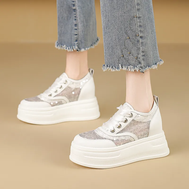 D:FUSE SCANDINAVIA Flat Shoes White Sneakers Low-Top Skateboard Shoes Women's-12