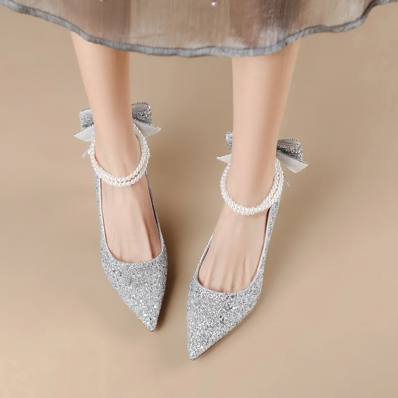 D FUSE SCANDINAVIA Slim Heel High Heels 7.8cm Women's Silver-4