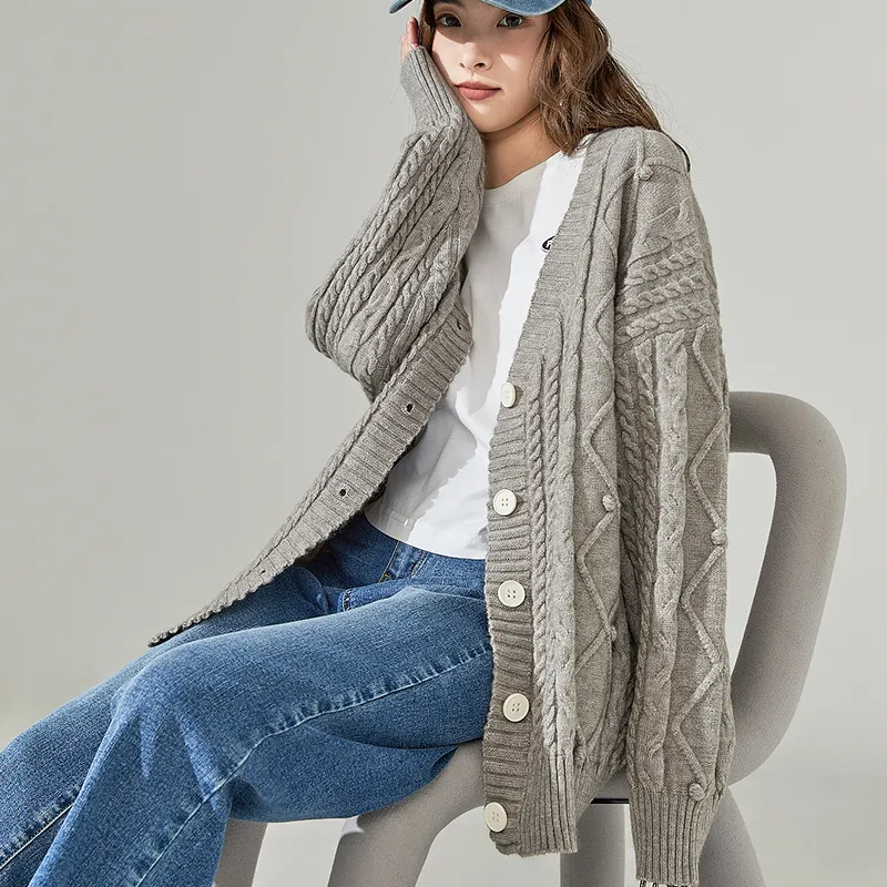 Tonlion Knitted Fabric Coat Women's-3