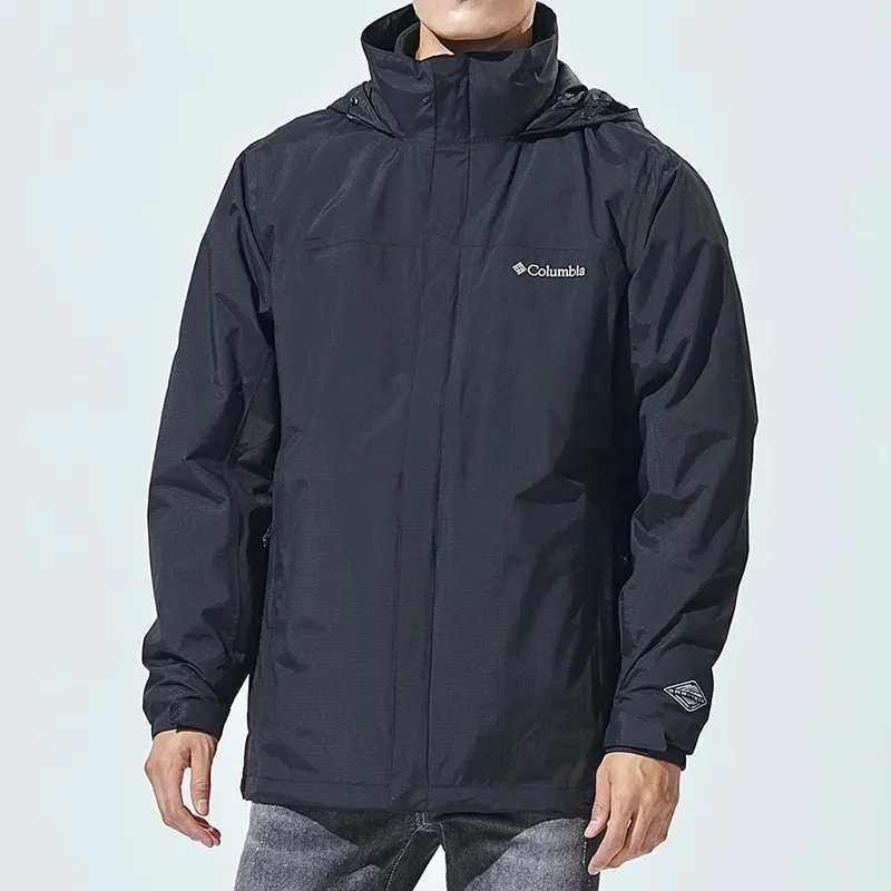 Columbia MISSION AIR Waterproof And Windproof To Keep Warm Casual Trendy Windbreaker Jacket Men's Black-3