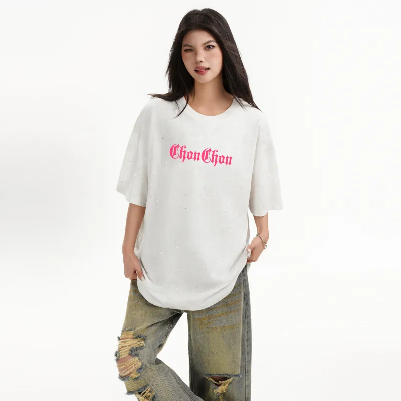 CHOUCHOUS Drop Shoulder Sleeve T Shirt Women's-7