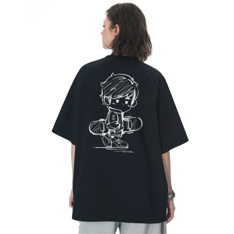 CHOUCHOUS Drop Shoulder Sleeve T Shirt Women's-4
