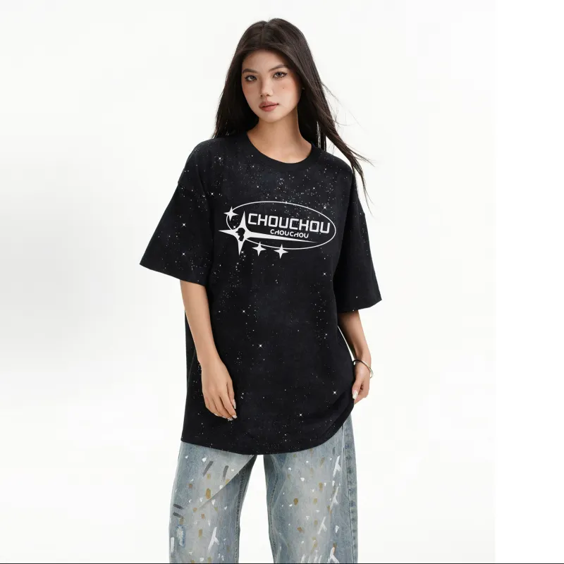 CHOUCHOUS Drop Shoulder Sleeve T Shirt Women's-3