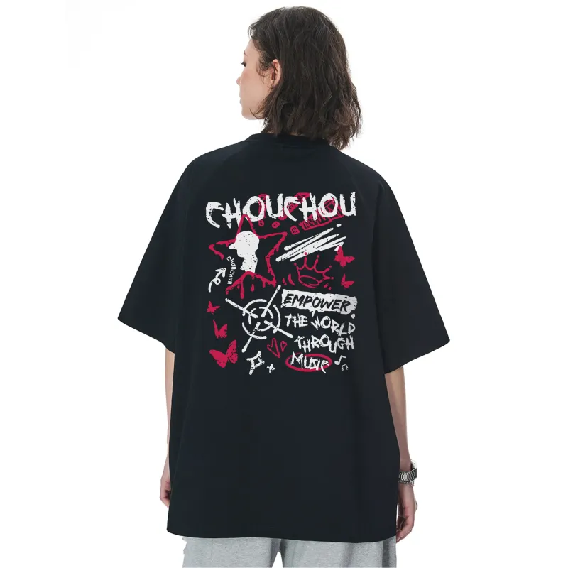 CHOUCHOUS Drop Shoulder Sleeve T Shirt Women's-4