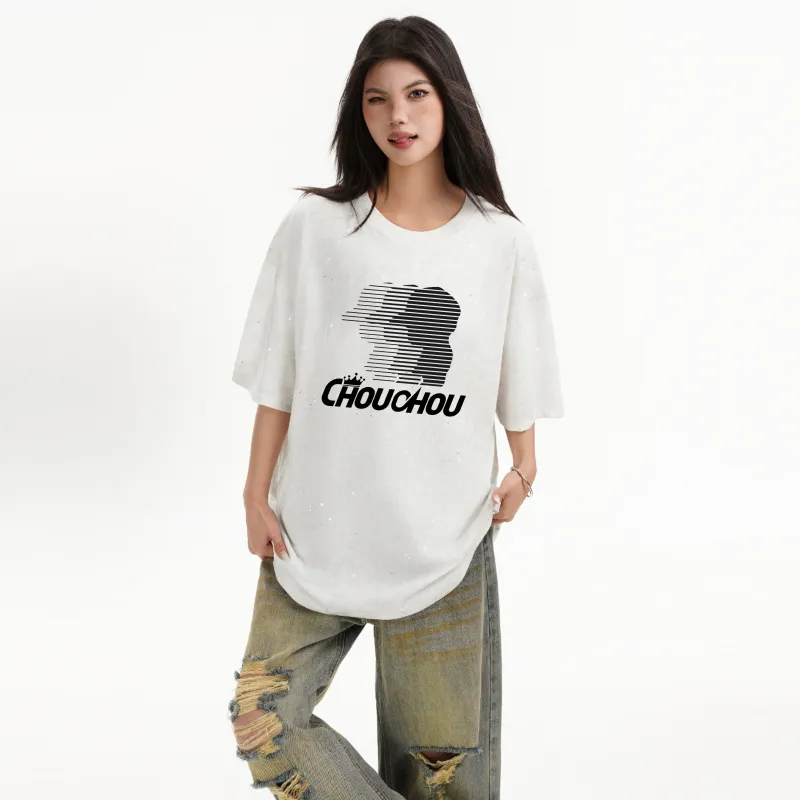 CHOUCHOUS Drop Shoulder Sleeve T Shirt Women's-7