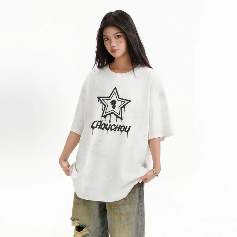 CHOUCHOUS Drop Shoulder Sleeve T Shirt Women's-6