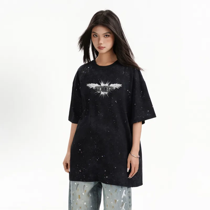 CHOUCHOUS Drop Shoulder Sleeve T Shirt Women's-3