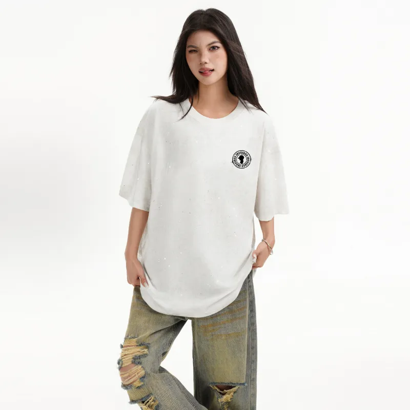 CHOUCHOUS Drop Shoulder Sleeve T Shirt Women's-7