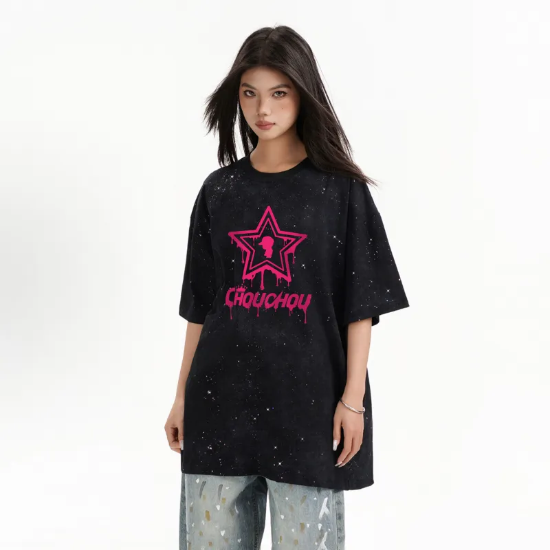 CHOUCHOUS Drop Shoulder Sleeve T Shirt Women's-3