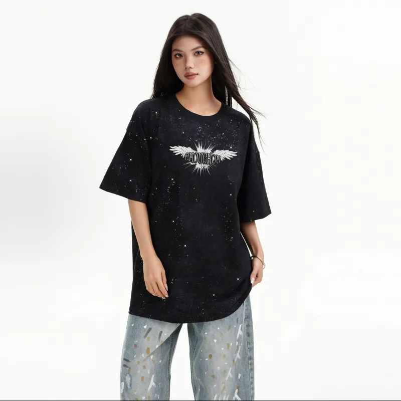 CHOUCHOUS Drop Shoulder Sleeve T Shirt Women's-2