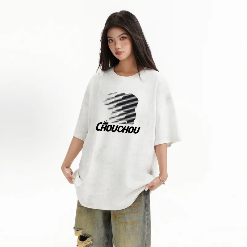 CHOUCHOUS Drop Shoulder Sleeve T Shirt Women's-6