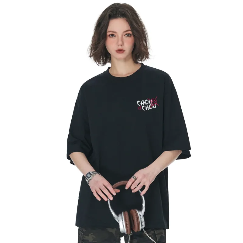 CHOUCHOUS Drop Shoulder Sleeve T Shirt Women's-6