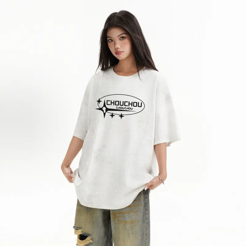 CHOUCHOUS Drop Shoulder Sleeve T Shirt Women's-7