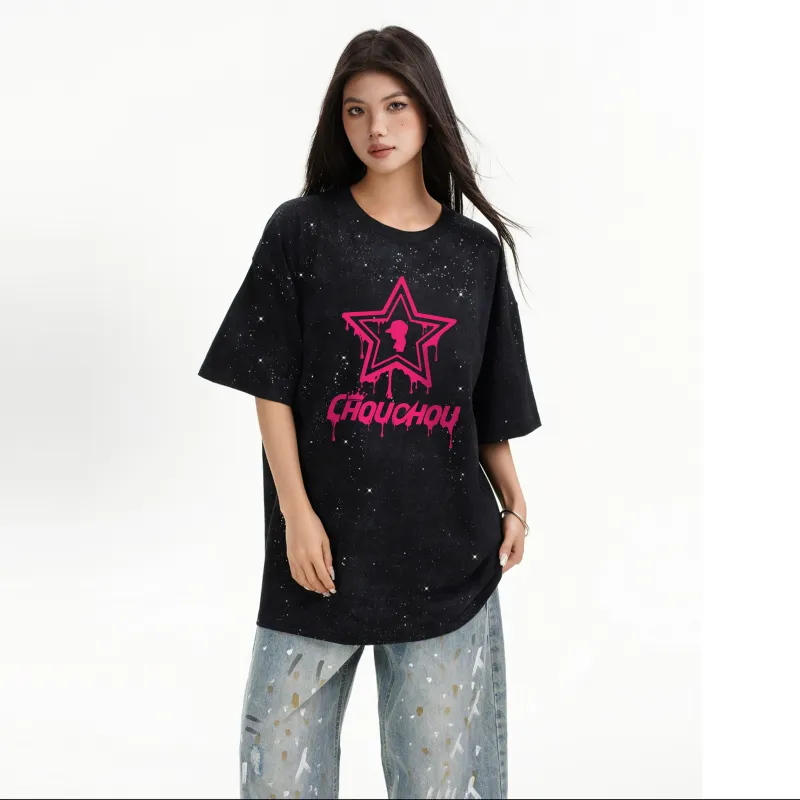 CHOUCHOUS Drop Shoulder Sleeve T Shirt Women's-2