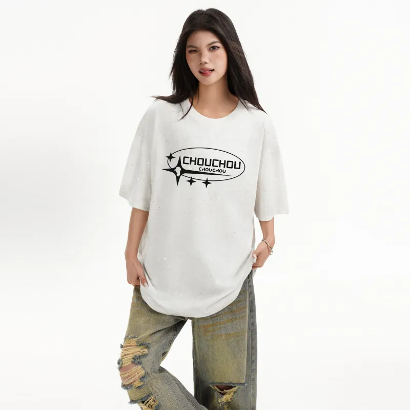 CHOUCHOUS Drop Shoulder Sleeve T Shirt Women's-6
