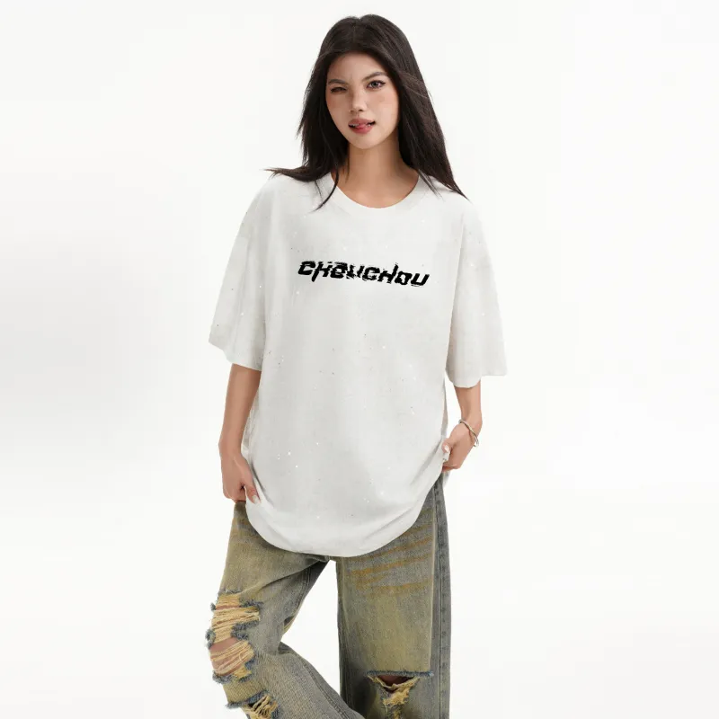 CHOUCHOUS Drop Shoulder Sleeve T Shirt Women's-7