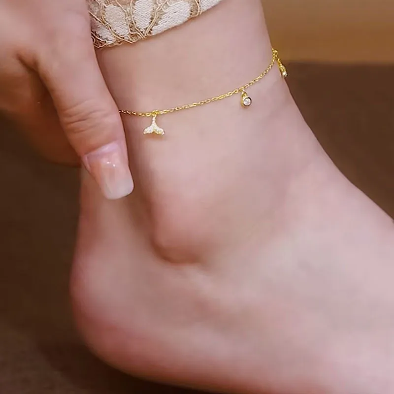 2323 S925 Silver Anklets Women's-2