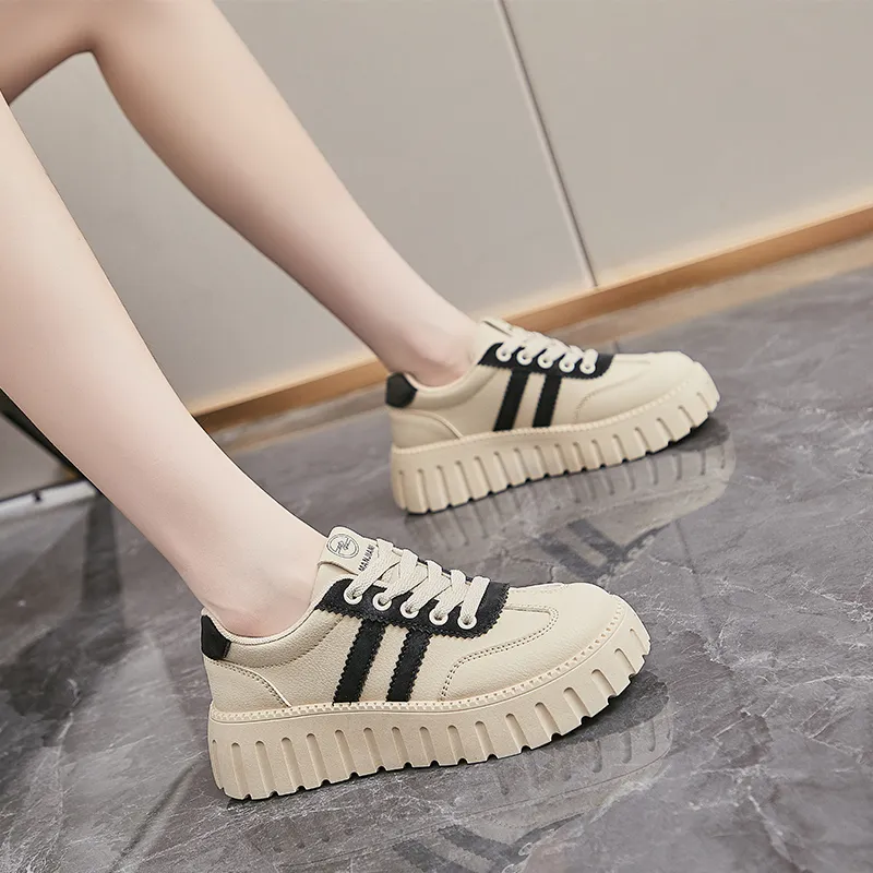 M.M Party Casual Shoes Women's Low Top Beige-3