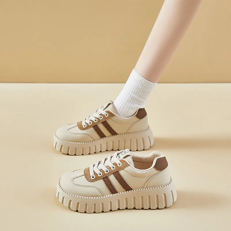 M.M Party Casual Shoes Women's Low Top Beige-13