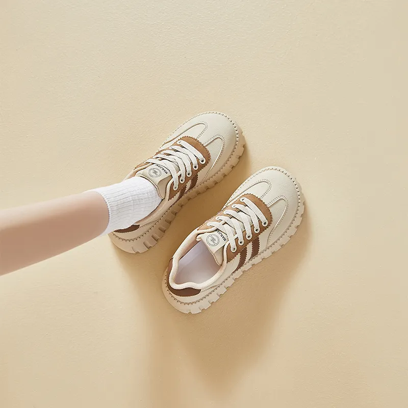 M.M Party Casual Shoes Women's Low Top Beige-14