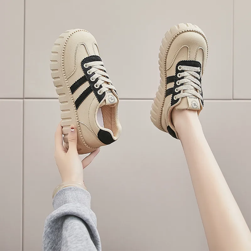 M.M Party Casual Shoes Women's Low Top Beige-1