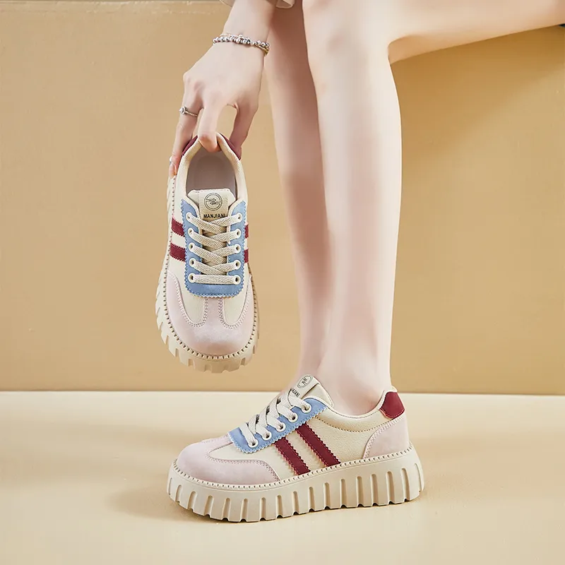M.M Party Casual Shoes Women's Low Top Beige-9
