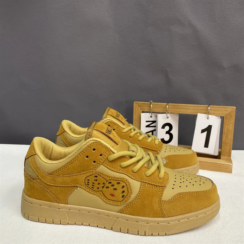 SHUXIAOBEI Cushioning Wear Resistant Low Top Skateboard Shoes Unisex Yellow-1