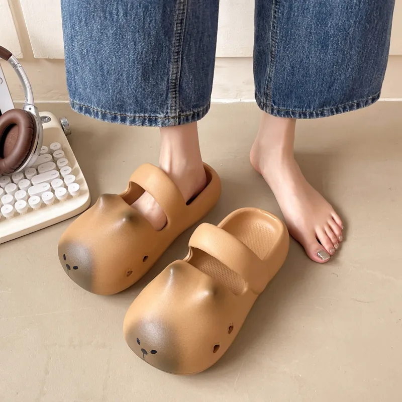 SHUXIAOBEI Clogs Women's Yellow Brown-3