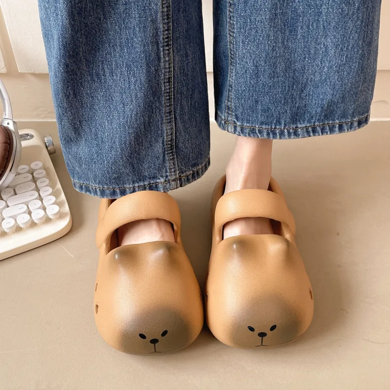 SHUXIAOBEI Clogs Women's Yellow Brown-2