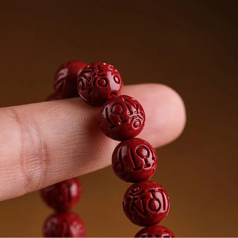The Thousand Seals Family Reconstructed Cinnabar Bracelets Unisex-4