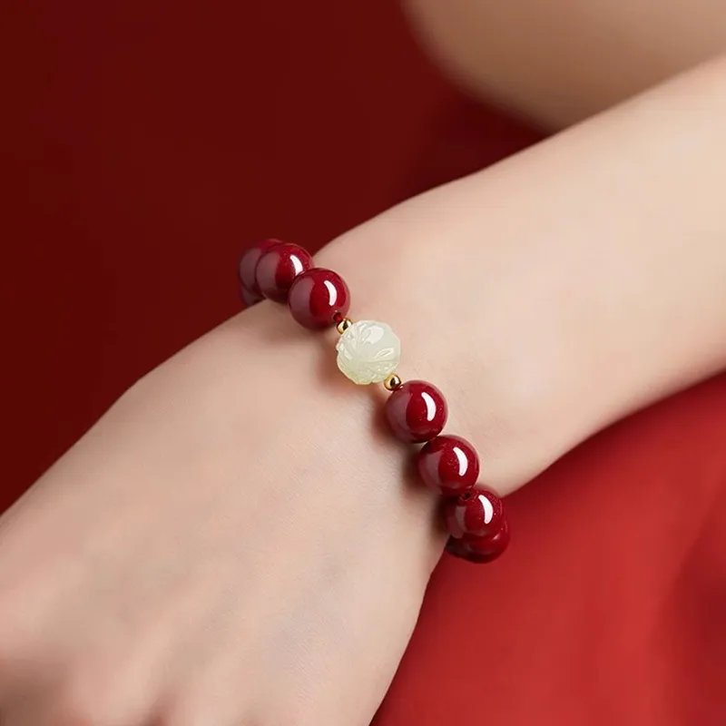 The Thousand Seals Family Reconstructed Cinnabar Bracelets Unisex-25