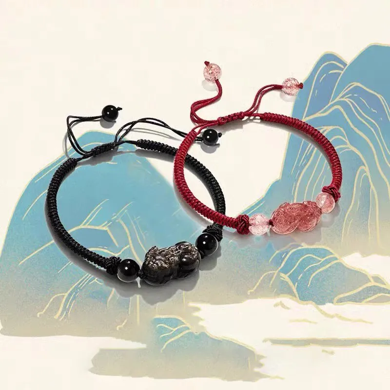 The Thousand Seals Family Obsidian Jade Bracelets Unisex-6