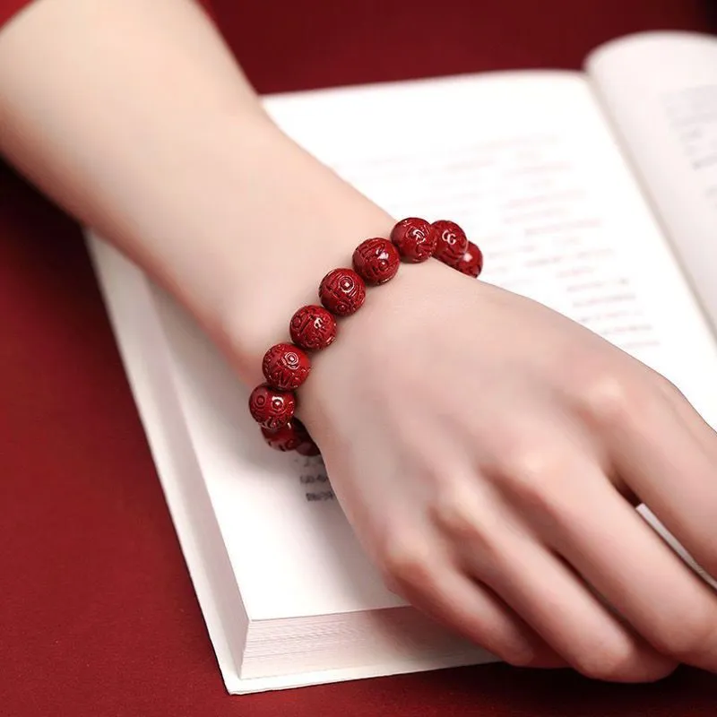 The Thousand Seals Family Reconstructed Cinnabar Bracelets Unisex-6