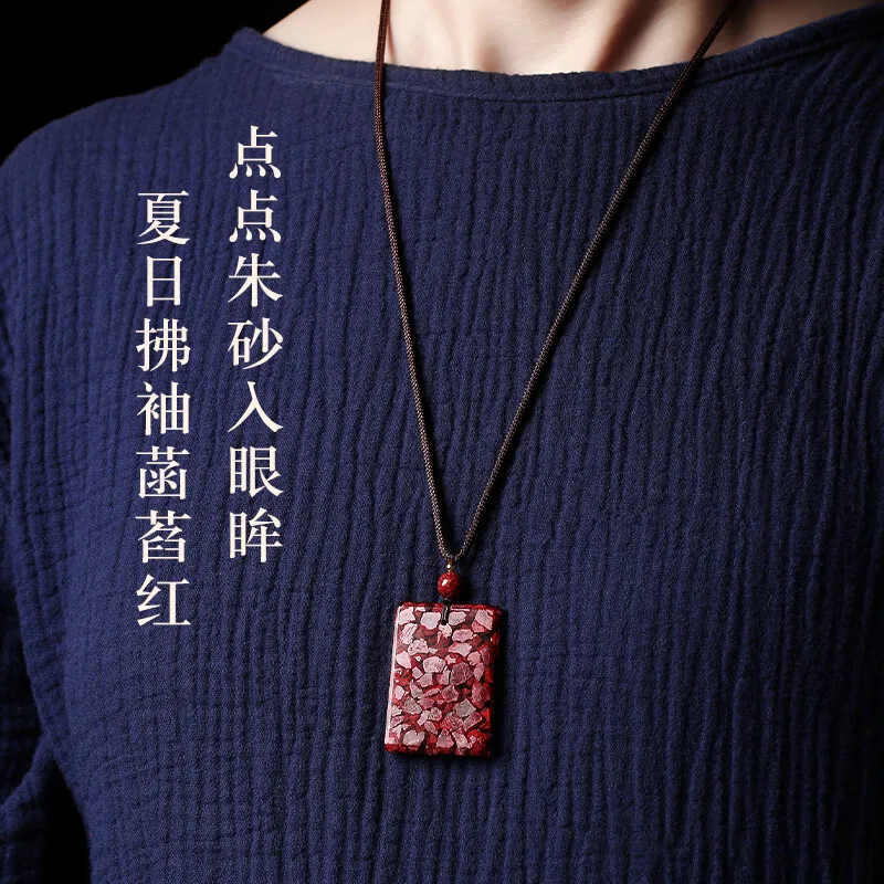 The Thousand Seals Family Reconstructed Cinnabar Jade Pendants Unisex-2