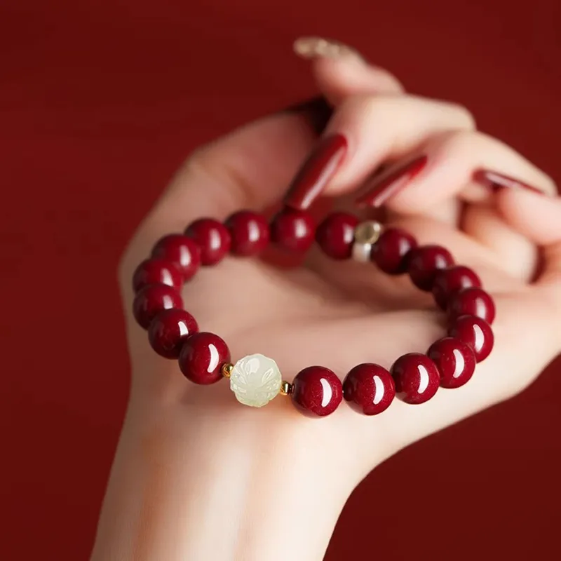 The Thousand Seals Family Reconstructed Cinnabar Bracelets Unisex-16