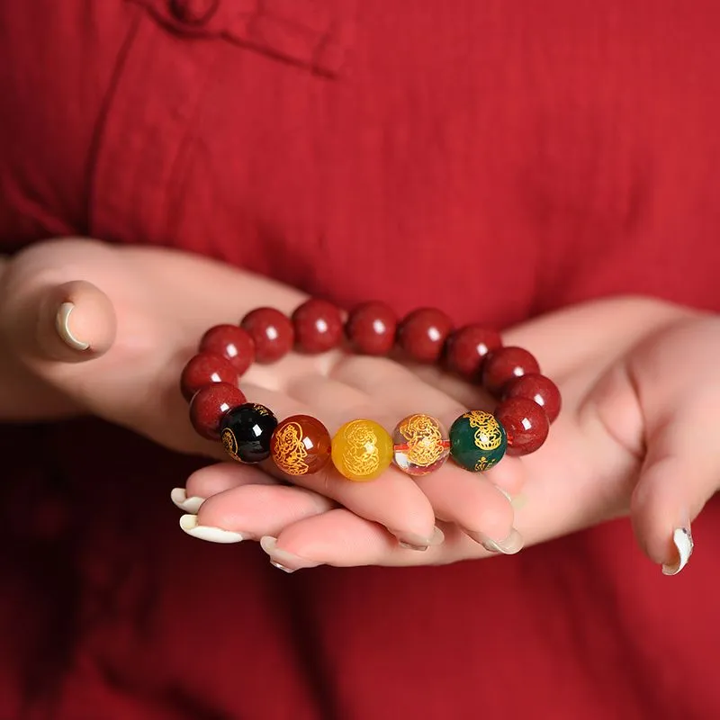 The Thousand Seals Family Reconstructed Cinnabar Jade Bracelets Unisex-5