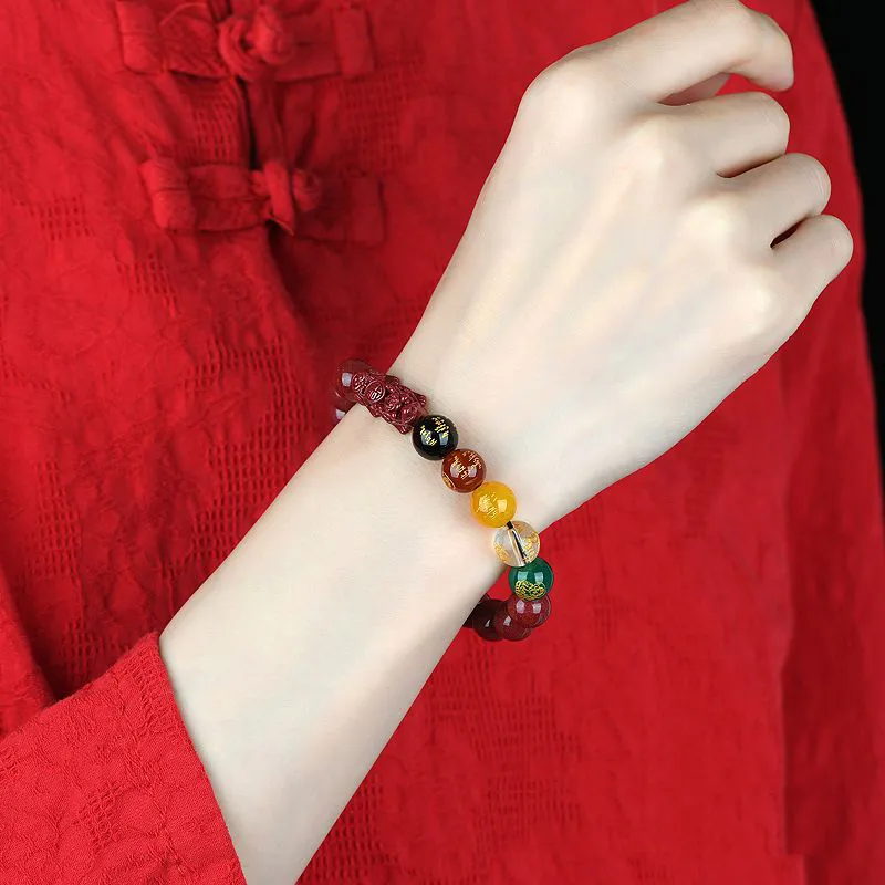 The Thousand Seals Family Reconstructed Cinnabar Jade Bracelets Unisex-3