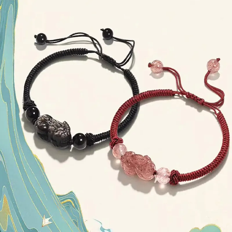 The Thousand Seals Family Obsidian Jade Bracelets Unisex-5
