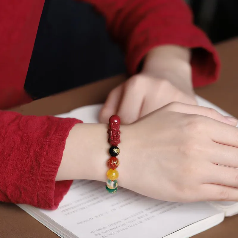 The Thousand Seals Family Reconstructed Cinnabar Jade Bracelets Unisex-4