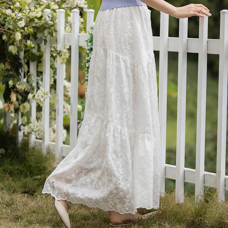 RZSE Casual Long Skirts Women's Pearl White-3