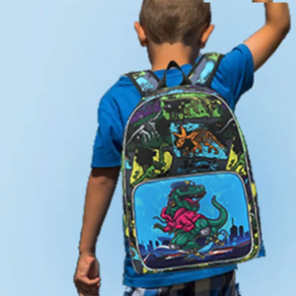 Do Dower Polyester Backpack Three Piece Set With Backpack Regular Unisex Dinosaur/Cute Graffiti-3