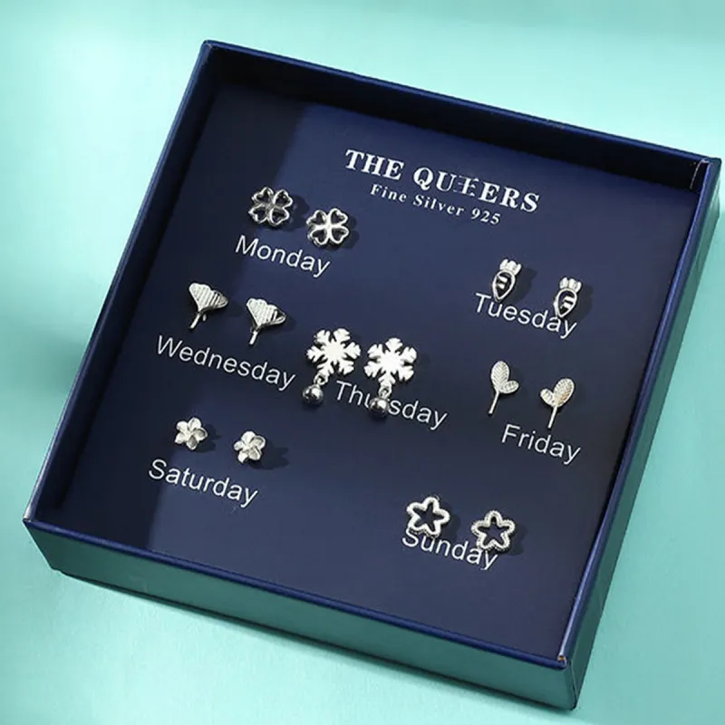 J&KINGLAY S925 Silver Stud Earrings Unisex-2