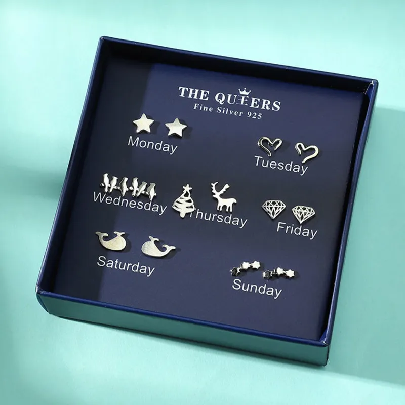 J&KINGLAY S925 Silver Stud Earrings Unisex-1