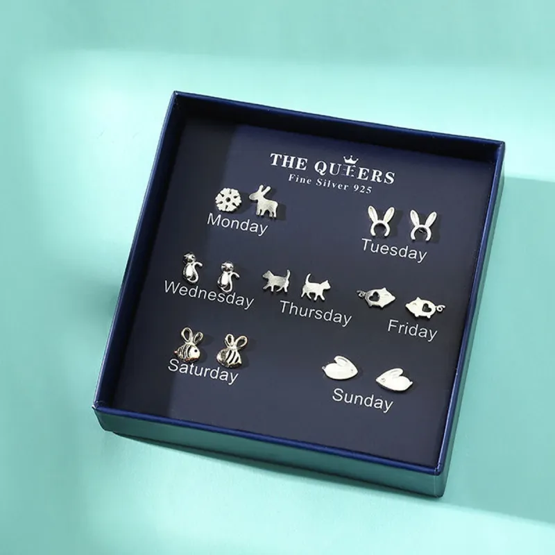 J&KINGLAY S925 Silver Stud Earrings Unisex-3