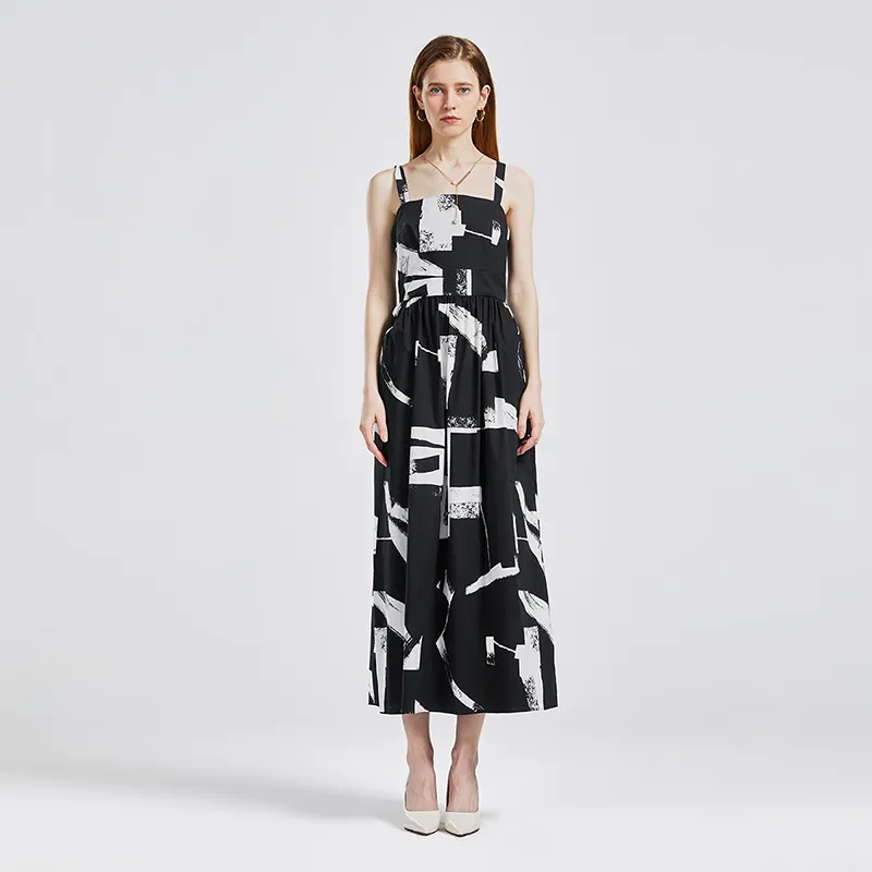 NINE WEST Slip Dress Women's Black With Floral Pattern-2