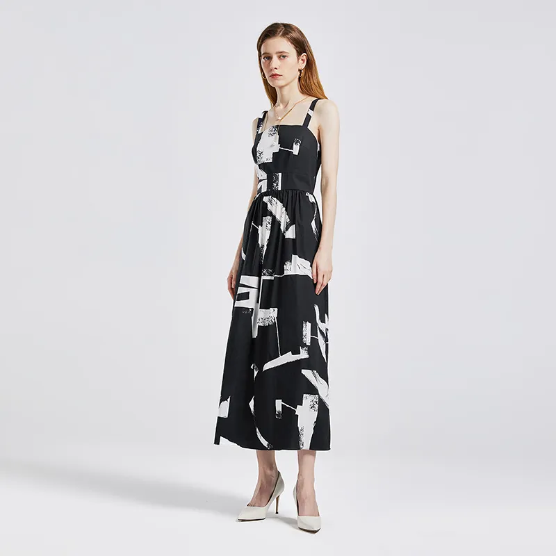 NINE WEST Slip Dress Women's Black With Floral Pattern-4