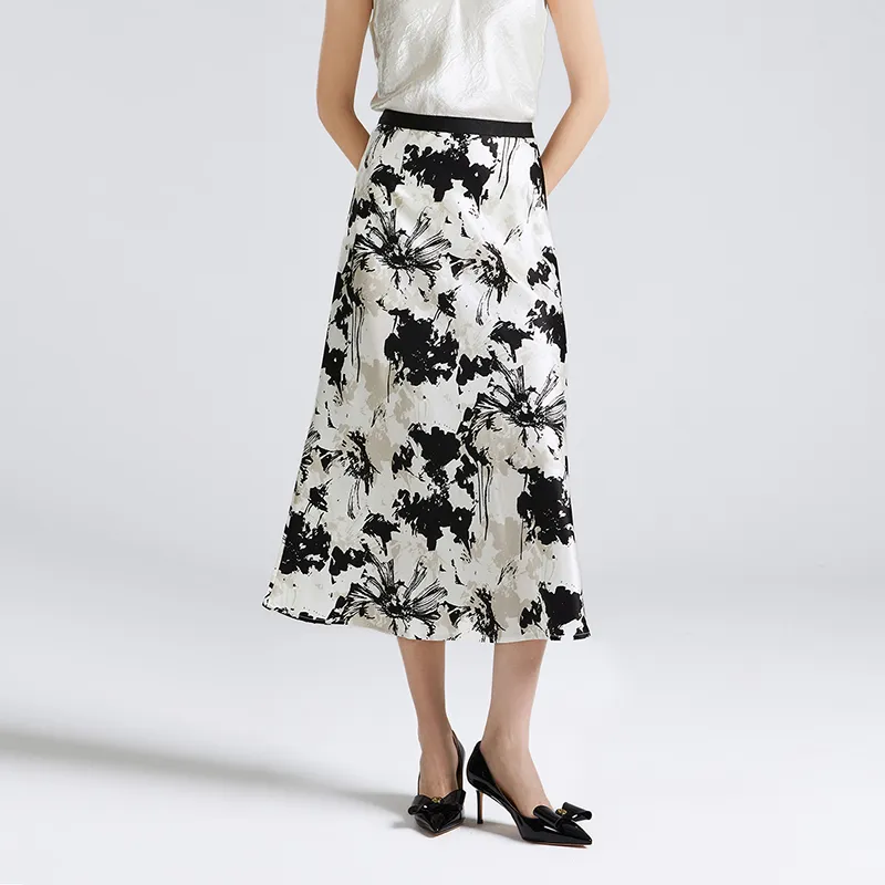 NINE WEST Casual Long Skirts Women's Black White-2